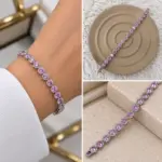 Silver Pembe Taşlı Su Yolu Bileklik