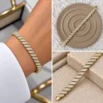 Gold Baget Taşlı Sıralı Bileklik