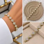 Gold Kare Taşlı Bileklik