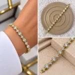 Gold Yıldız Detaylı Taşlı Bileklik