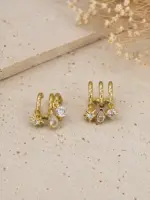 Gold Renk Taşlı Sallantılı Halka Küpe - Görsel 2