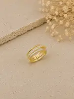 Gold Renk Taşlı Çok Sıralı Ear Cuff - Görsel 2