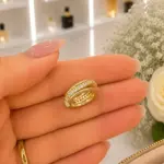 Gold Renk Taşlı Çok Sıralı Ear Cuff