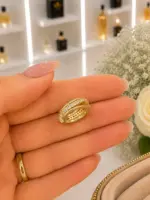 Gold Renk Taşlı Çok Sıralı Ear Cuff