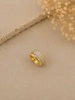 Gold Renk Taşlı Çift Sıralı Ear Cuff - Görsel 2