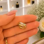Gold Renk Taşlı Çapraz Ear Cuff