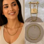 Gold Geometrik Boncuk Zincir Kolye – Modern Tasarım Ayarlanabilir Kolye - Görsel 4