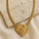 Gold Kalp Figürlü Hasır Zincir Kolye – Modern Ayarlanabilir Kadın Kolye - Görsel 3