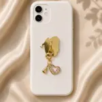 Gold Taşlı Kalp ve El Figürlü Telefon Charmı