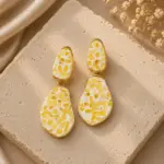 Sarı Mineli Damla Form Küpe