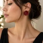 Bordo Dalgalı Form Büyük Boy Kadın Küpe
