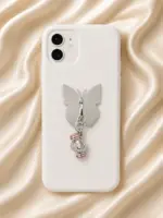 Pembe Babet ve Taşlı Kalp Figürlü Sallantılı Charm - Görsel 3