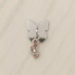 Pembe Babet ve Taşlı Kalp Figürlü Sallantılı Charm - Görsel 2