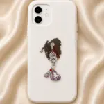 Pembe Taşlı Kalp ve El Figürlü Sallantılı Charm