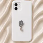 Pembe Babet ve Taşlı Kalp Figürlü Sallantılı Charm