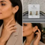 Xuping Üç Taş Detaylı Gold Halka Küpe