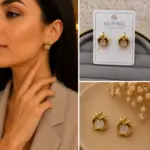 Xuping Elma Figürlü Taşlı Gold Küpe