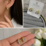 Xuping Dikdörtgen Taşlı Gold Halka Küpe
