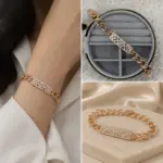 Rose Zincir Detaylı Baget Taşlı Bileklik - Görsel 4