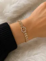 Rose Çiçek Figürlü Taşlı Bileklik