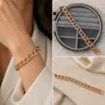 Rose Taş Detaylı Halka Zincir Bileklik - Görsel 4
