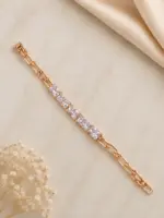 Rose Kare Taşlı Zincir Bileklik - Görsel 3