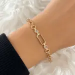 Rose Halka ve Taş Detaylı Zincir Bileklik