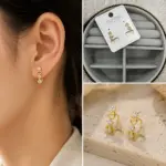 Xuping Gold Kalp Detaylı Taşlı Küpe