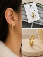Xuping Gold Çizgili Halka Küpe