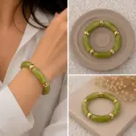 Yeşil Detaylı Gold Bileklik
