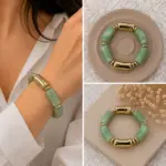 Mint Yeşili Gold Detaylı Bileklik