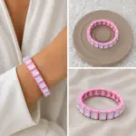 Pembe Şeffaf Taşlı Esnek Bileklik