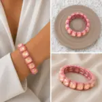 Pembe Somon Taşlı Esnek Bileklik