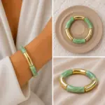 Mint Yeşili Gold Detaylı Bileklik