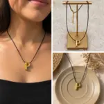 P Harf Figürlü Deri İp Kolye