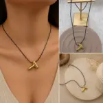 T Harf Figürlü Deri İp Kolye