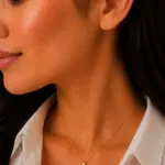 Gold Renk İnci Çiçek Figürlü Mor Mineli Yuvarlak Kolye