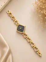 Gold Zincir Detaylı Kare Kasa Kadın Kol Saati - Görsel 2