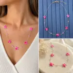 Pembe Deniz Yıldızı Figürlü Boncuk Detaylı Zincir Kolye - Görsel 4