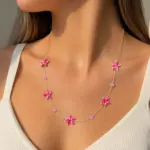 Pembe Deniz Yıldızı Figürlü Boncuk Detaylı Zincir Kolye