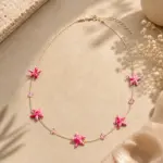 Pembe Deniz Yıldızı Figürlü Boncuk Detaylı Zincir Kolye - Görsel 3