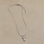 Silver Renk T Harf Figürlü Minimal Zincir Kolye - Görsel 3