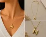 Gold Renk M Harf Figürlü Minimal Zincir Kolye - Görsel 4