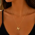 Gold Renk M Harf Figürlü Minimal Zincir Kolye