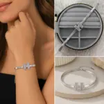 Silver Taş Detaylı Geometrik Tokalı Zincir Bileklik - Görsel 4