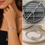 Silver Taş Detaylı Geometrik V Figürlü Zincir Bileklik - Görsel 4