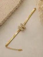 Gold Taş Detaylı Geometrik Tokalı Zincir Bileklik - Görsel 4