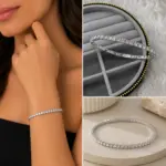 Lastikli Silver Tek Sıra Zirkon Taşlı Su Yolu Bileklik