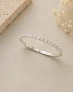 Lastikli Silver Tek Sıra Zirkon Taşlı Su Yolu Bileklik - Görsel 2