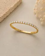 Lastikli Gold Tek Sıra Zirkon Taşlı Su Yolu Bileklik - Görsel 4